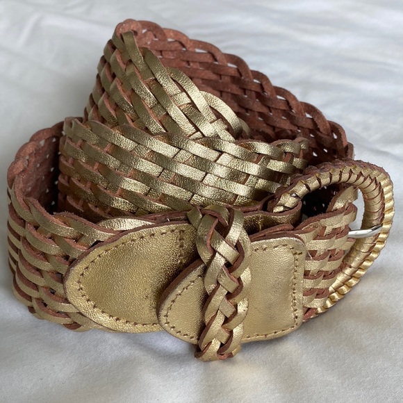 Belt Gold Bonded Leather Size S/M - Picture 2 of 7